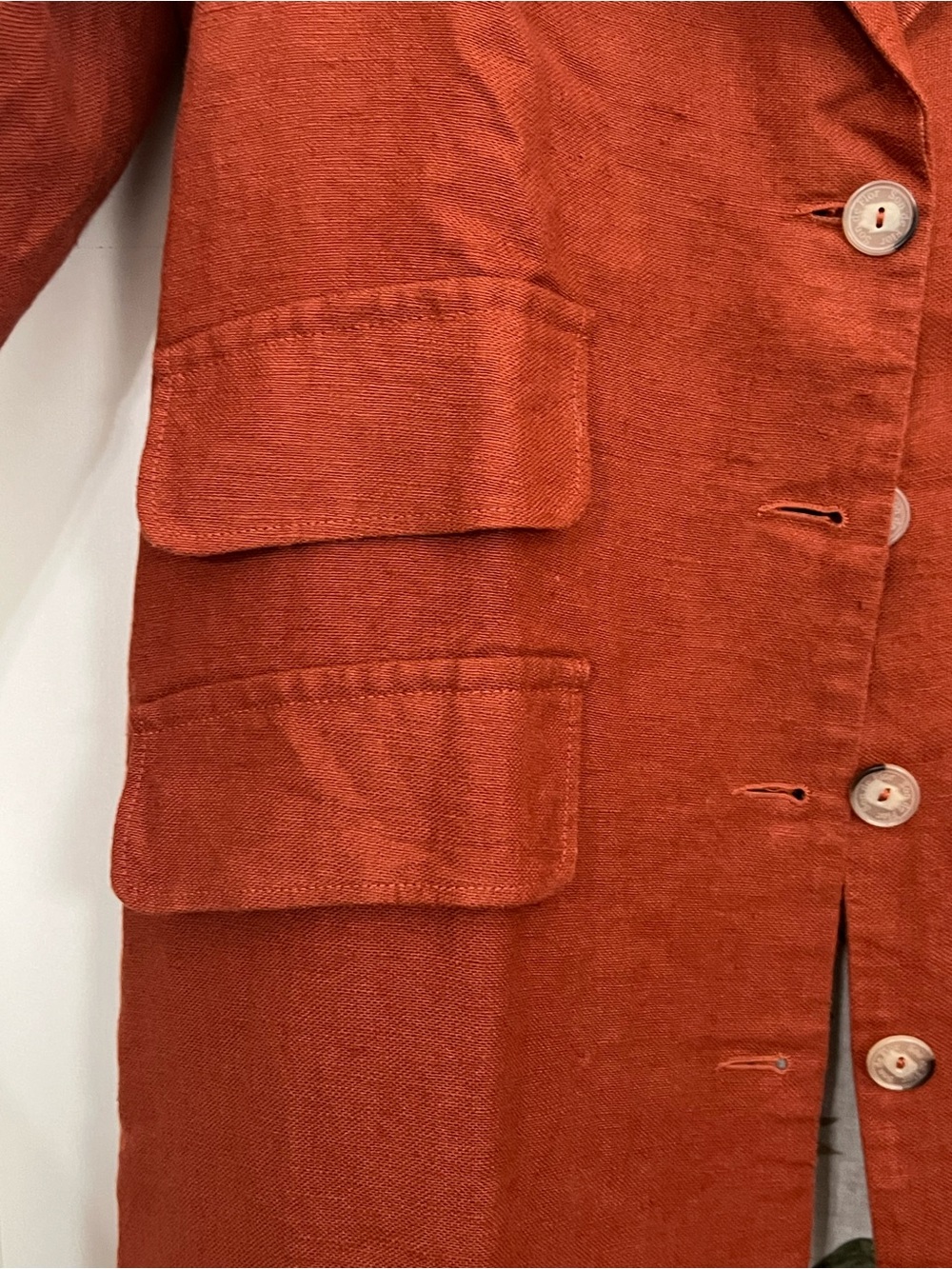REVERSIBLE Son de Flor Claudia Long Linen Blend Coat with Botanical liner-S/XS - Picture 5 of 12